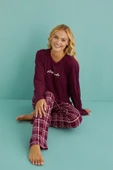 Gd Goldoremi 50902-54 Kadın Sleep Mode Milan Kumaş Uzun Kol Ekoseli Pijama Takım - 7