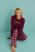Gd Goldoremi 50902-54 Kadın Sleep Mode Milan Kumaş Uzun Kol Ekoseli Pijama Takım - 4