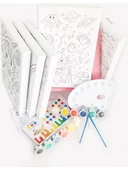 5'li Kız Çocuk Ressam Seti - 5 Ad. 20 x 30 cm Önçizimli Tuval, 2 Ad. Fırça, Palet, Boya ve Şövale - 2