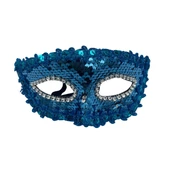 Plastik Pullu Lüks Maske Mavi - 1