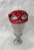 Plastik Pullu Lüks Maske Kırmızı - 2
