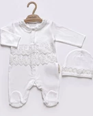 Yakalı Fistolu Çıtçıtlı Şapkalı Patikli Pamuklu Hediyelik Uzun Kol Kışlık Kız Bebek Tulum 2'li Seti - 7
