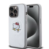 Apple iPhone 15 Pro Kılıf Hello Kitty Orjinal Lisanslı Magsafe Şarj Özellikli Baskı Logolu Uyuyan Kitty Deri Kapak - 1