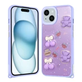 Apple iPhone 15 Kılıf Parlayan Simli Kabartma Figürlü Zore Cevze Kapak thumbnail 6