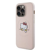 Apple iPhone 15 Pro Kılıf Hello Kitty Orjinal Lisanslı Magsafe Şarj Özellikli Baskı Logolu Uyuyan Kitty Deri Kapak - 4