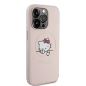 Apple iPhone 15 Pro Kılıf Hello Kitty Orjinal Lisanslı Magsafe Şarj Özellikli Baskı Logolu Uyuyan Kitty Deri Kapak - 6