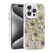 Apple iPhone 14 Pro Max Kılıf Çiçek Desenli Parlak Taşlı Sert Silikon Zore Garden Kapak - 4