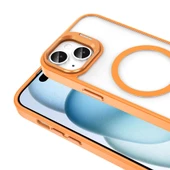 Apple iPhone 14 Kılıf Magsafe Şarj Özellikli Standlı Zore Magsafe Klon Lensli Kapak - 4