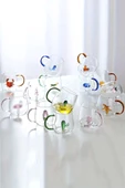 2'li Figürlü Cam Bardak 3D Sevimli Karikatürler Bardağı Kawaii Renkli Kulplu Sunum Fincanı 350 ml. - 5