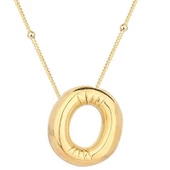 925 Ayar Gümüş Gold Balon O Harfi Kadın Kolye - 1