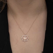 Gümüş Rose Kar Tanesi Kadın Kolye - 5