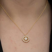 Gümüş Gold Güneş Kadın Kolye - 4