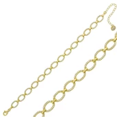 925 Ayar Gümüş Gold Oval Taşlı Bileklik - 1