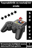 520 Nostalji Oyunlu Mini Atari Gameboy gamebox Çift Oyuncu Oyun Konsolu Siyah - 1
