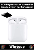 IPhone11 Uyumlu 2.nesil A Kalite Beyaz Bluetooth Kablosuz Kulaklık thumbnail 3