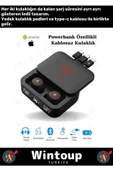 IOS Android Powerbankli Ledli Kablosuz Bluetooth Kulaklık Siyah - 2