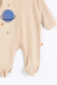 Sevimli Gezegen Desenli Çıtçıtlı %100 Pamuklu Yumuşak Uzun Kollu Kışlık Erkek Bebek Tulum 0-3-6-9 Ay - 5