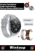 IOS Android Siyah Gümüş 3 Kordonlu Akıllı Saat Smartwatch thumbnail 1
