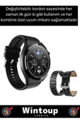 IOS Android Siyah Gümüş 3 Kordonlu Akıllı Saat Smartwatch thumbnail 2
