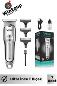 Profesyonel Ultra İnce T Bıçak Mini Şarjlı Gümüş Profesyonel Saç Sakal Tıraş Makinesi - 1