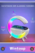 G Bluetooth Hoparlör 15w Kablosuz Hızlı Şarj / Alarm / Çalar Saat / Gece Lambası / Ambiyans Led Işık - 2