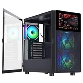 POWERBOOST PB-P4367BB 3-RGB FANLI LCD EKRANLI GAMING MID-TOWER PC KASASI thumbnail 3