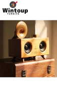 Retro Dekoratif Tüm Markalar İle Uyumlu Bluetooth Gramafon Hoparlör - 1