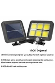 3 Modlu 120 Cob Led Kumandalı Solar Panel Güneş Enerjili Duvar Lambası Bahçe Lambası thumbnail 7