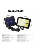 3 Modlu 120 Cob Led Kumandalı Solar Panel Güneş Enerjili Duvar Lambası Bahçe Lambası thumbnail 4