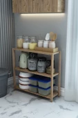 Melis Atlantik Çam Ahşap 3 Katlı Çiçeklik, Saksılık, Çiçek Standı, Dekoratif Raf / Çok Amaçlı Kullanım - 2