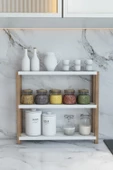 Simge Beyaz Ahşap 3 Katlı Mini Çiçeklik, Saksılık, Çiçek Standı, Dekoratif Raf / Çok Amaçlı Kullanım / Demonte - 2