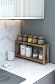 Beril Atlantik Çam Çok Amaçlı 2 Katlı Ahşap Yan Sehpa / Mutfak Rafı, Banyo Rafı, Organizer, Dekoratif Raf - 3