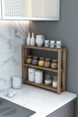 Simge Atlantik Çam Çok Amaçlı 3 Katlı Ahşap Mutfak Rafı, Organizer, Banyo Rafı, Dekoratif Raf / Demonte - 2