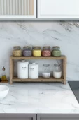 Beril Atlantik Çam Çok Amaçlı 2 Katlı Ahşap Yan Sehpa / Mutfak Rafı, Banyo Rafı, Organizer, Dekoratif Raf - 2