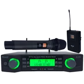 Roof R-203 1 El 1 Yaka 2 Kanal UHF Okul Cami Konferans Salonları İçin Telsiz Mikrofon Kablosuz El Yaka Mikrofonu - 1