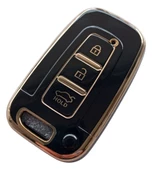 Hyundai Ix35 Santa Fe Sonata Elantra Uyumlu Smart Kumanda Kılıfı Oto Anahtarlık Siyah Gold thumbnail 2