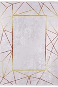 Halı Atölyesi Gri Altın Desen Doğal Pamuklu 2'li Banyo&Mutfak Paspas Seti 60x100 50x60 Cm - 3