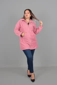 Büyük Beden Gömlrk Yaka Polar Mont Pembe - 1