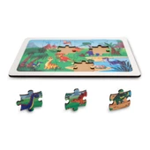 Montessori Dinazorlar 24 Parça Ahşap Puzzle, Yapboz Seti / Eğitici, Öğretici ve Güvenli Çocuk Oyuncağı - 1