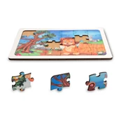 Montessori Sevimli Aslan 24 Parça Ahşap Puzzle, Yapboz Seti / Eğitici, Öğretici ve Güvenli Çocuk Oyuncağı - 1