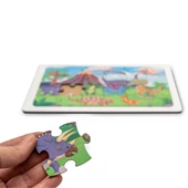 Montessori Dinazor Ailesi 24 Parça Ahşap Puzzle, Yapboz Seti / Eğitici, Öğretici ve Güvenli Çocuk Oyuncağı - 2