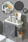 3lü Yapışkanlı Dolap İçi Düzenleyici Mutfak Banyo Lavabo Hazneli Organizer Bulaşıklık Sabunluk Seti - 1