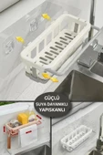 3lü Yapışkanlı Dolap İçi Düzenleyici Mutfak Banyo Lavabo Hazneli Organizer Bulaşıklık Sabunluk Seti - 3