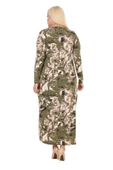 Melsay Butik Yeşil Batik Uzun Kollu Cepli Uzun Elbise - 6