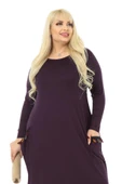 Melsay Butik Püsküllü Cepli Kadın Uzun Kollu Mor Tesettür Elbise - 3
