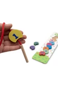 Montessori Ahşap Tırtıl İpe Dizme Oyunu / Renkli Sayılarla Eğitici ve Öğretici Oyuncak - 2