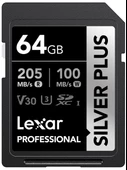 LEXAR LSDSIPL064G-BNNNG SD PROFESSIONAL SILVER PLUS SDXC UHS-I CARDS UP TO 205MB/S READ 100MB/S WRITE C10 V30 U3 - 5