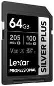 LEXAR LSDSIPL064G-BNNNG SD PROFESSIONAL SILVER PLUS SDXC UHS-I CARDS UP TO 205MB/S READ 100MB/S WRITE C10 V30 U3 - 3