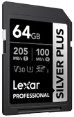 LEXAR LSDSIPL064G-BNNNG SD PROFESSIONAL SILVER PLUS SDXC UHS-I CARDS UP TO 205MB/S READ 100MB/S WRITE C10 V30 U3 - 1