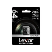 LEXAR LSDSIPL064G-BNNNG SD PROFESSIONAL SILVER PLUS SDXC UHS-I CARDS UP TO 205MB/S READ 100MB/S WRITE C10 V30 U3 - 2